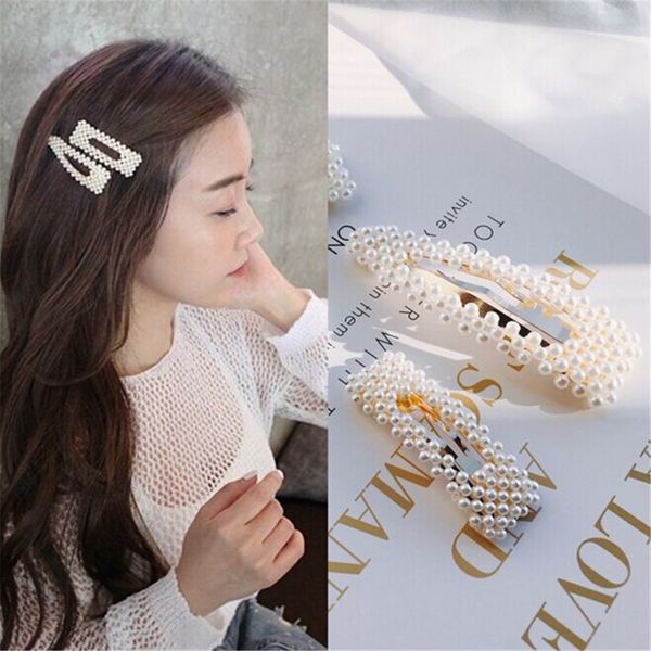 new fashion pearl hair clip snap hair barrette stick hairpin styling accessories for women girls beauty tools dropshipping